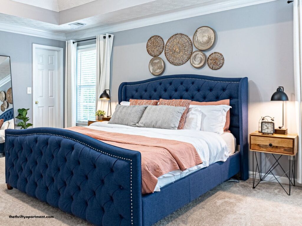 blue cozy bed