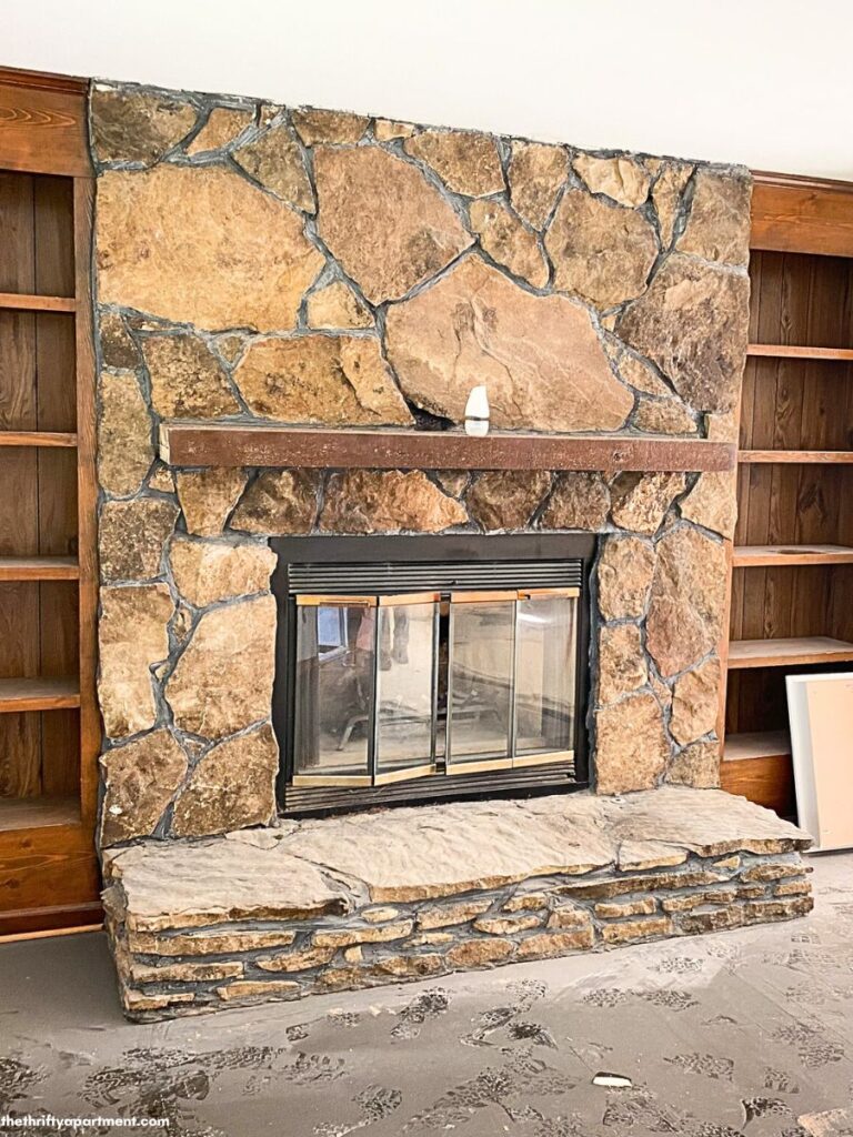 old stone fireplace