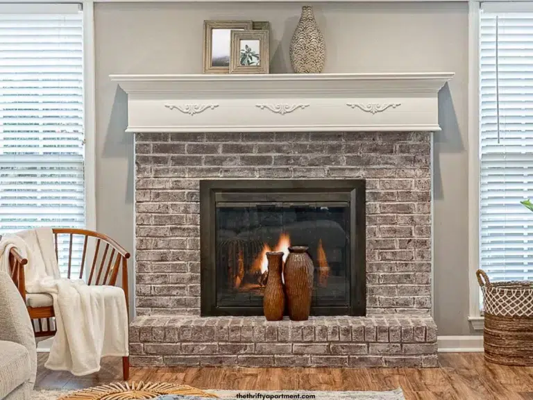whitewash brick fireplace