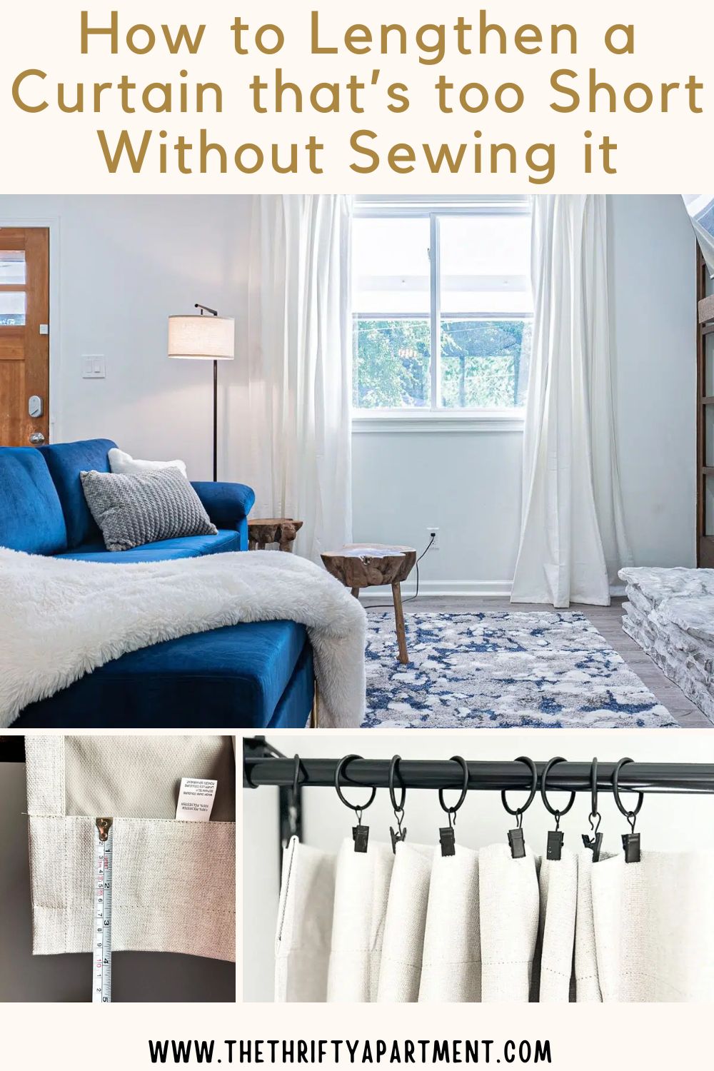 How to Lengthen a Curtain that's too Short Without Sewing it