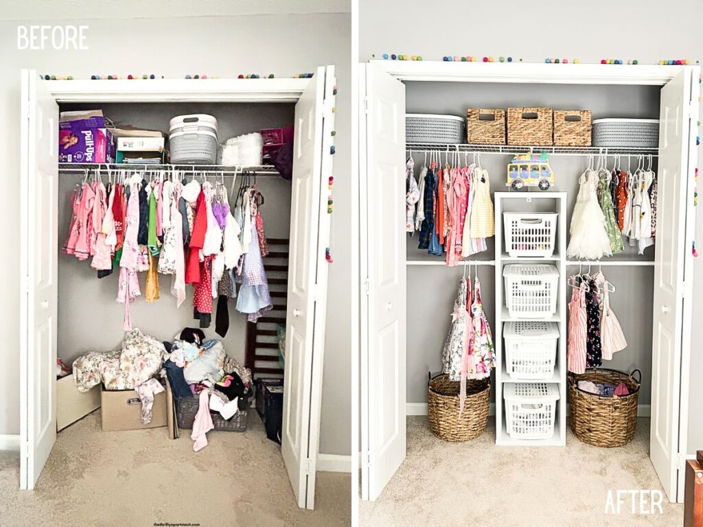 before and after kids closet makeover