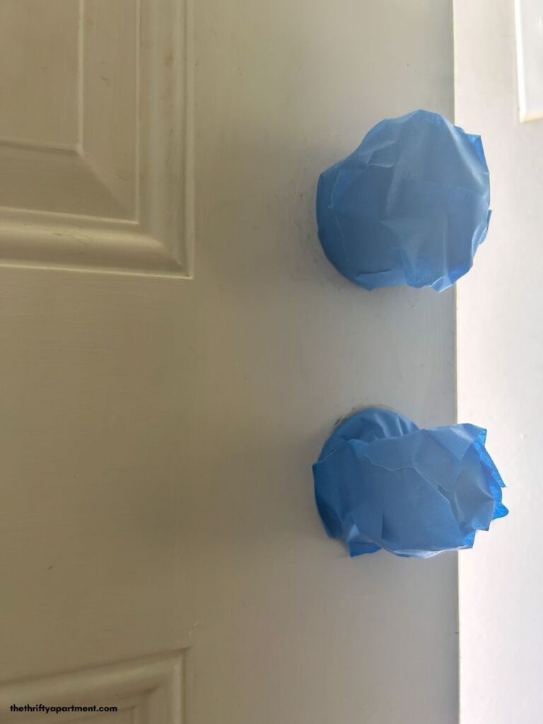 painters tape on front door