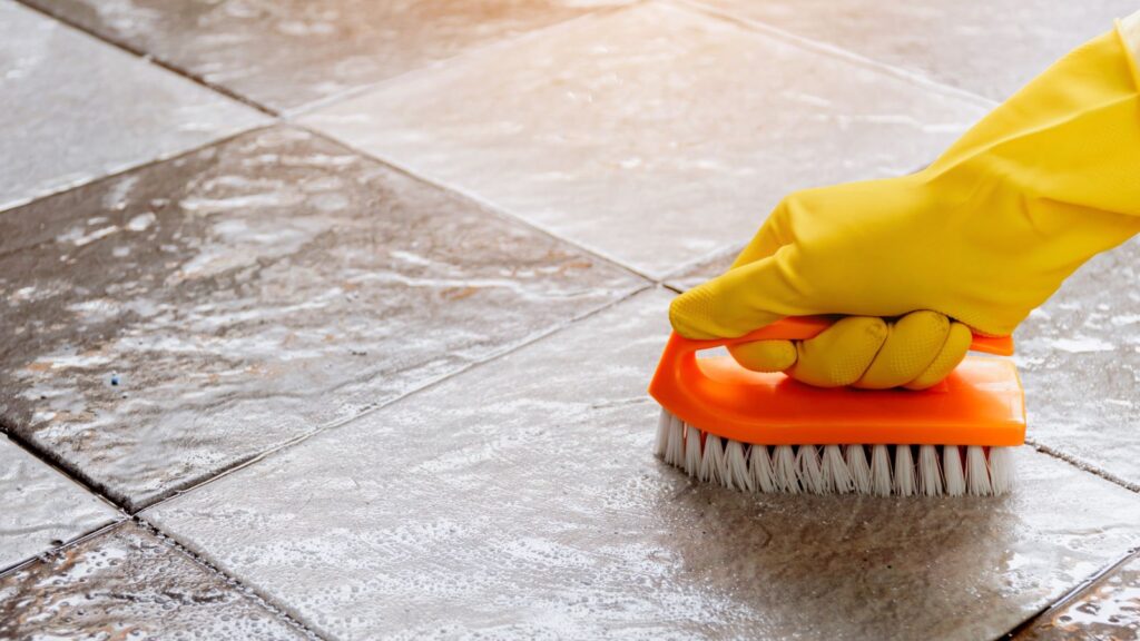 scrubbing grout lines and floors