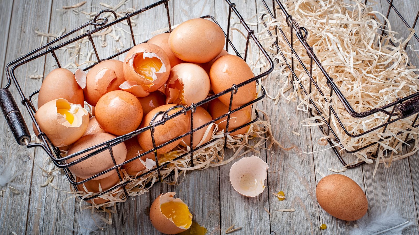 egg shells in basket