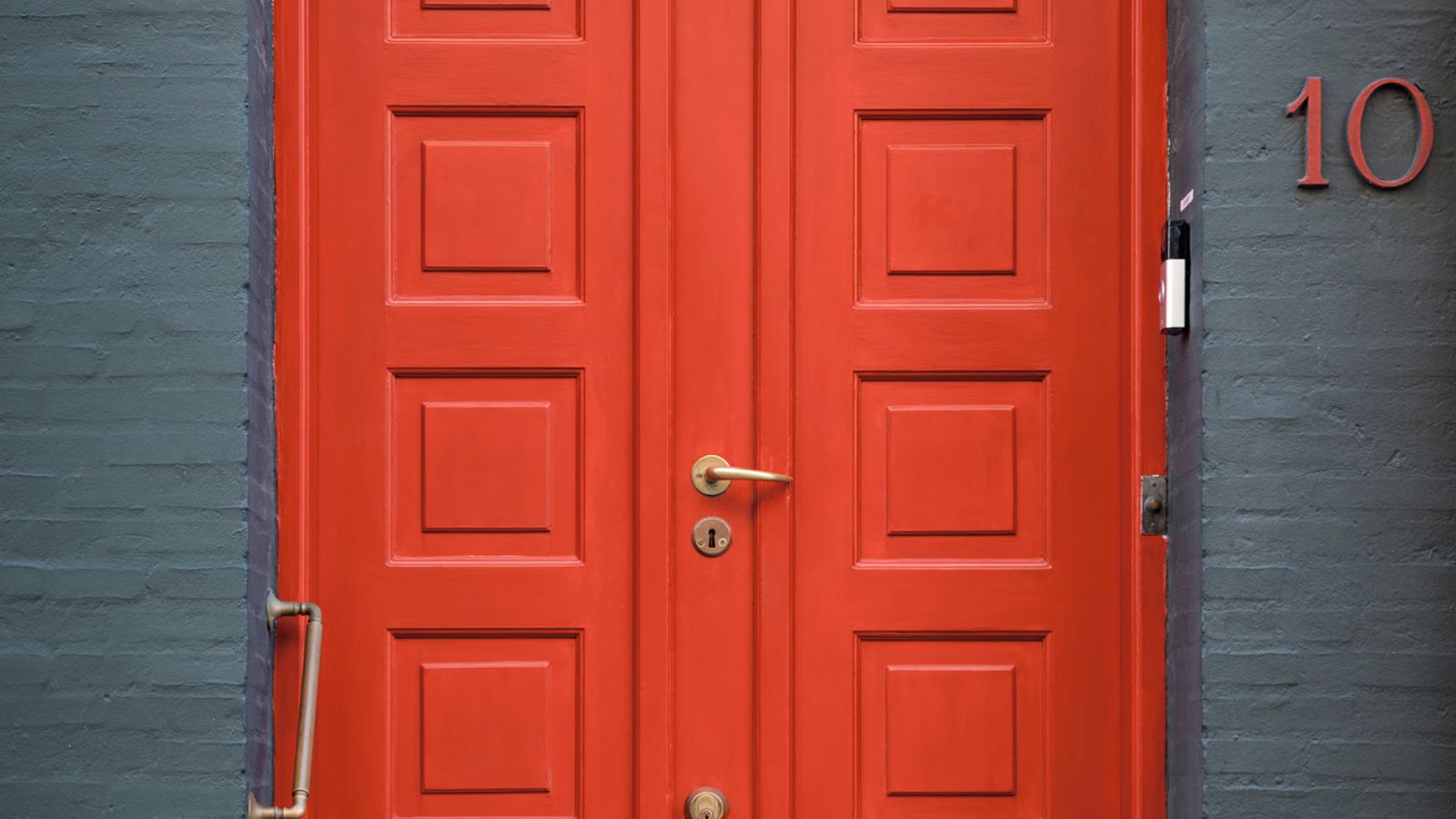 front door of house in red