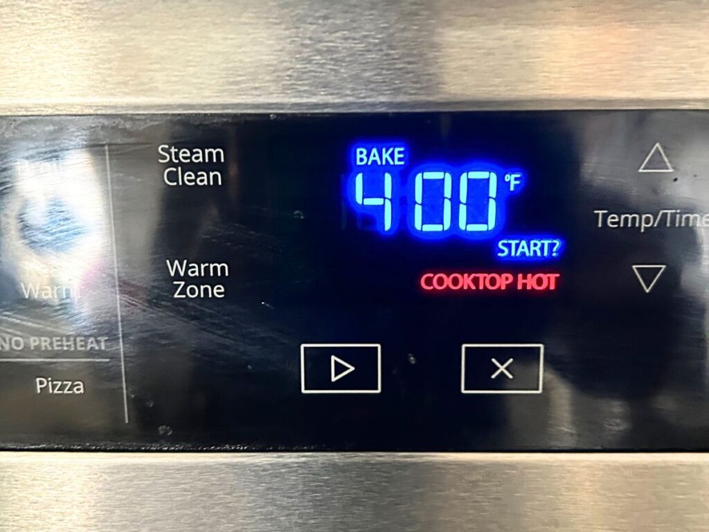 oven turned on