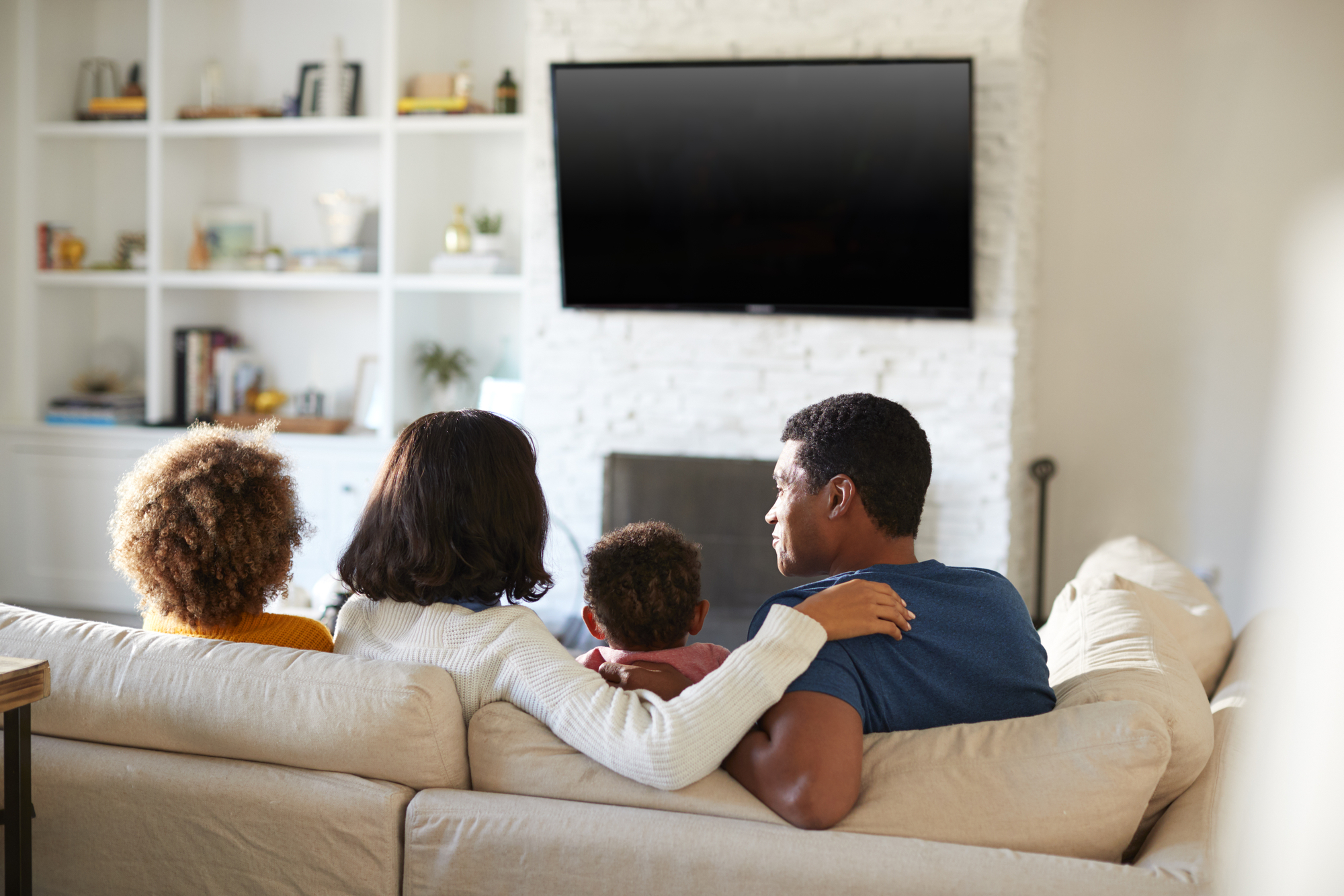 family in living room