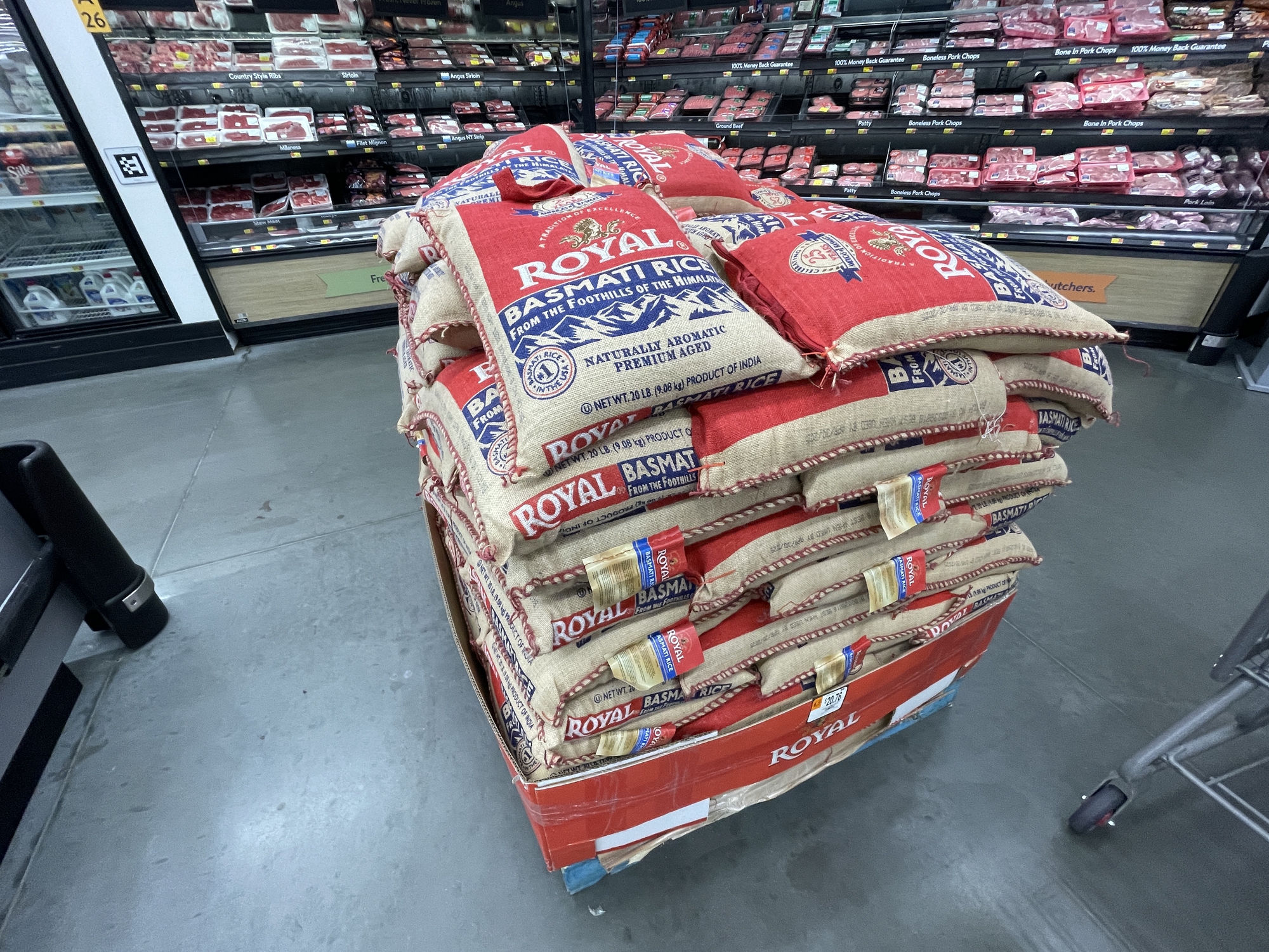 Walmart grocery store Royal rice display large 20 pounds