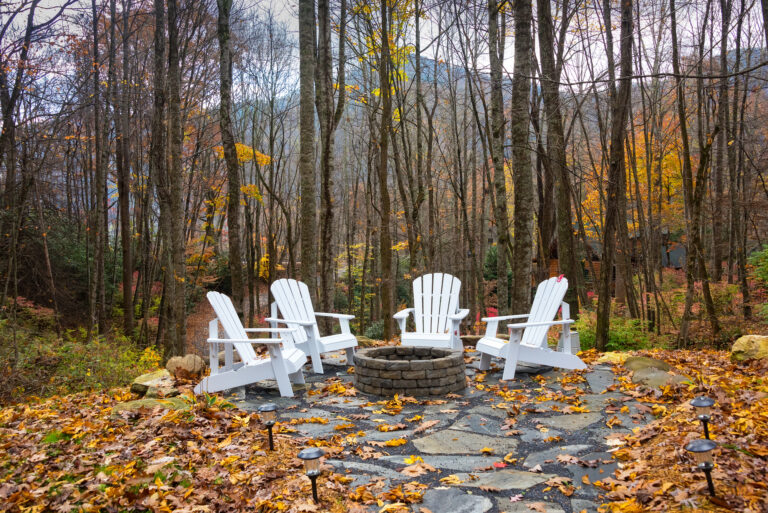 Firepit in the Mountains with adirondack chairs