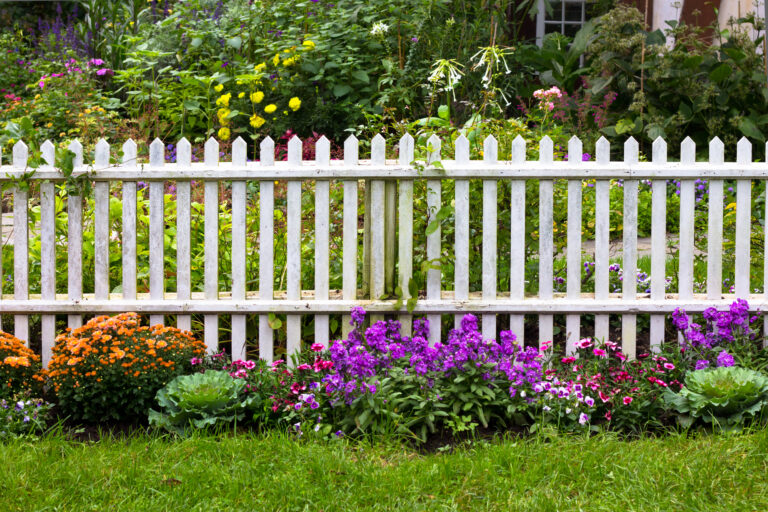 white Picket Fence in front yard