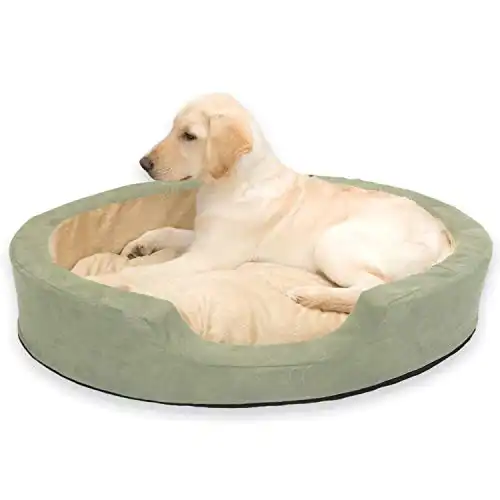 K&H Pet Products Thermo-Snuggly Sleeper Heated Pet Bed Large 31 X 24 X 5 Inches Sage/Tan