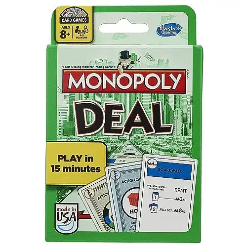 Hasbro Gaming Monopoly Deal Card Game, Quick-Playing Card Game for 2-5 Players, Game for Families and Kids, Ages 8 and Up, Christmas Stocking Stuffers (Amazon Exclusive)