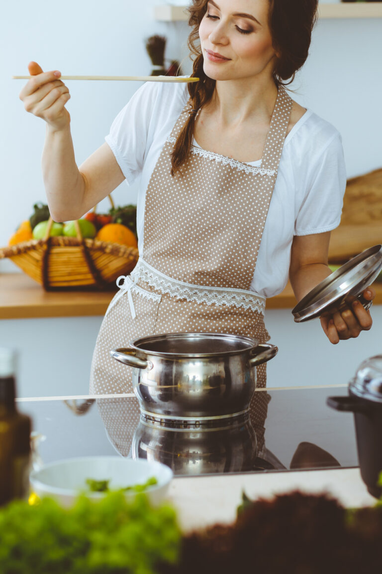 lady with pot and spoon