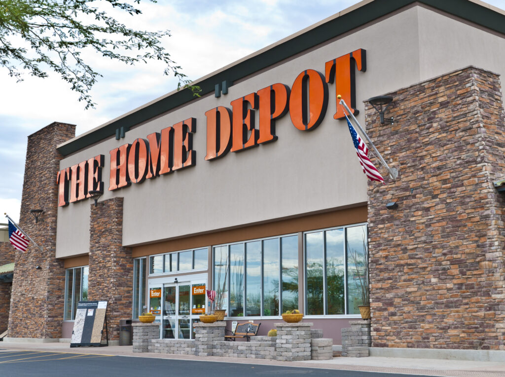 The Home Depot Home Improvement Retail Store Front with Sign