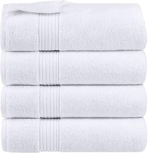 Utopia Towels – Bath Towels Set – Premium 100% Ring Spun Cotton – Quick Dry, Highly Absorbent, Soft Feel Towels, Perfect for Daily Use (Pack of 4) (27 x 54, White)