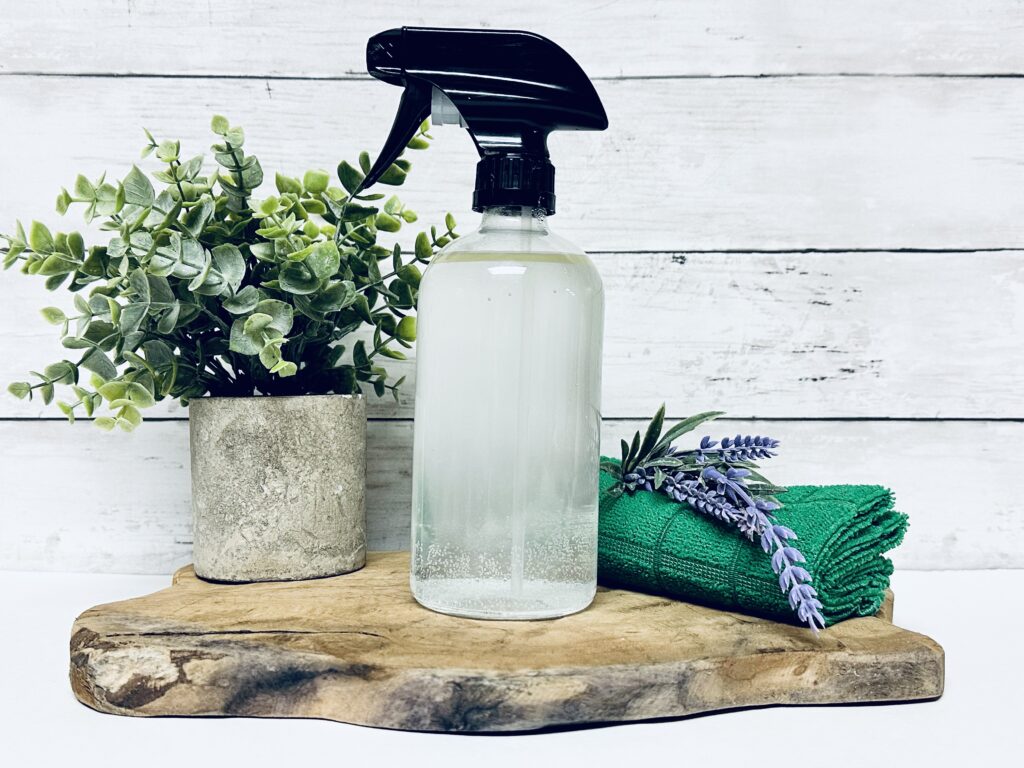 shower cleaner in bottle with lavender