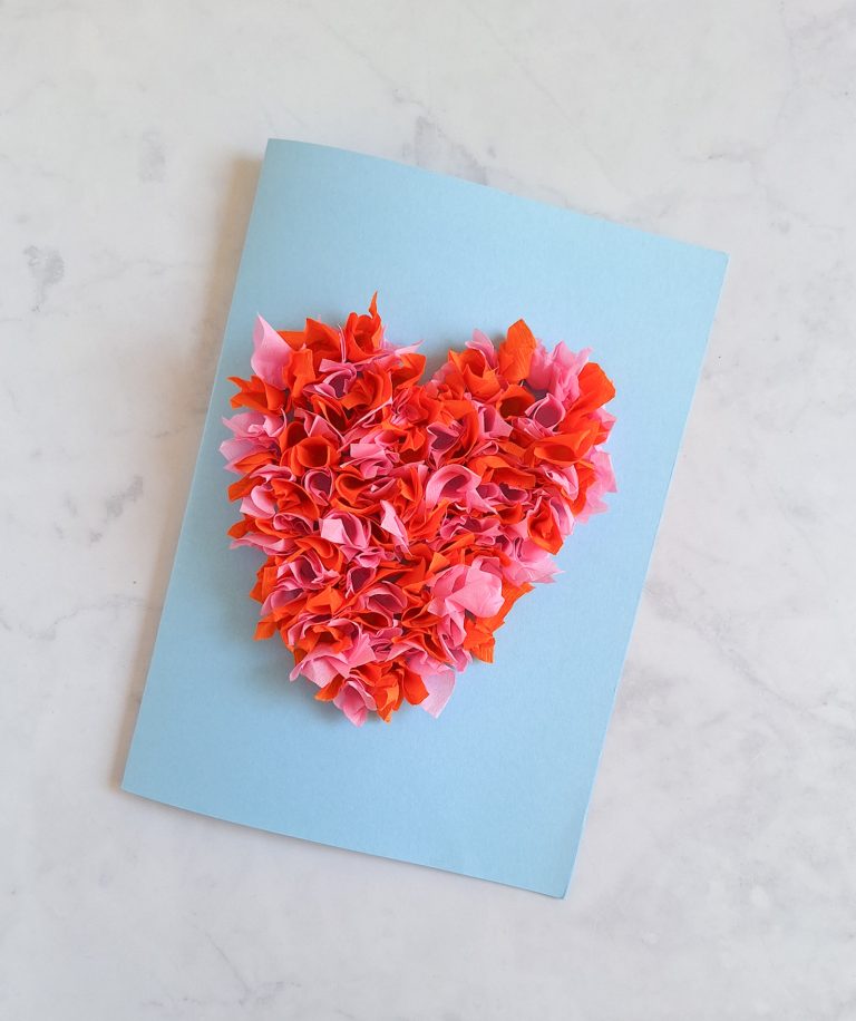 Valentine’s Day Tissue Paper Heart Card