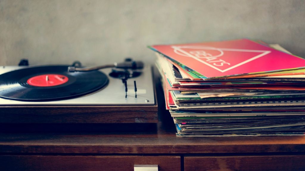 vinyl player and records