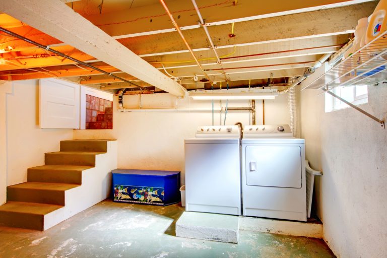 basement with washer dryer