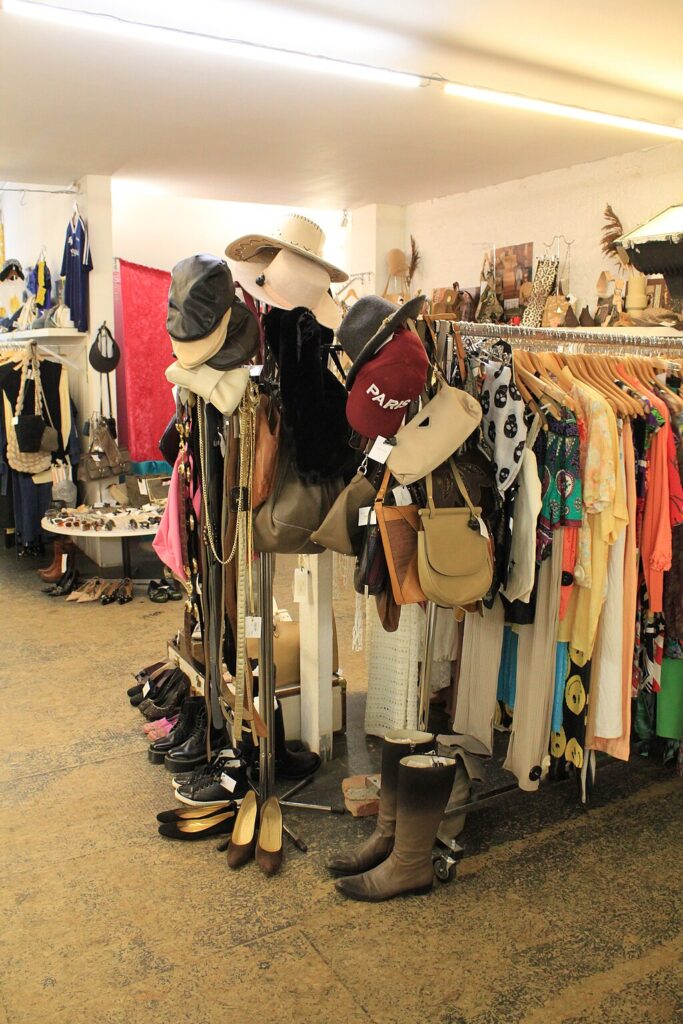 clothing in thrift store