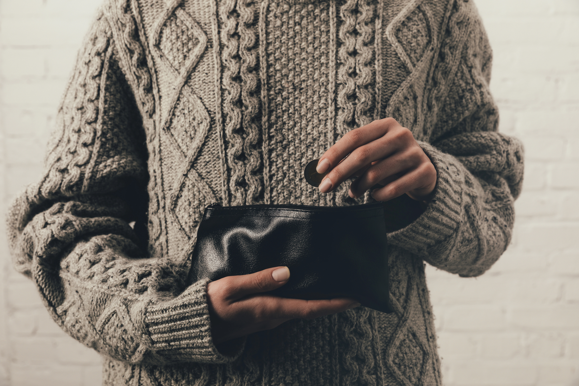 woman with purse wallet