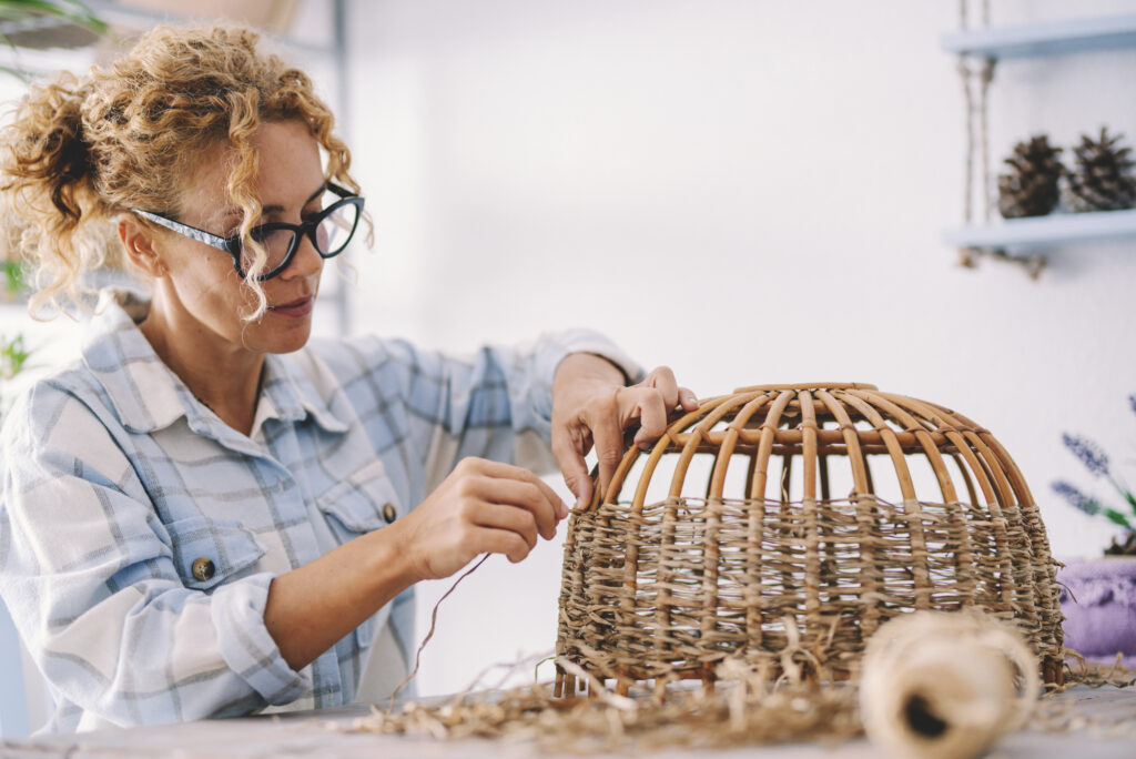 woman with hobby hobbies basket