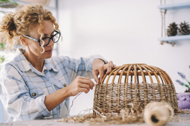woman with hobby hobbies basket