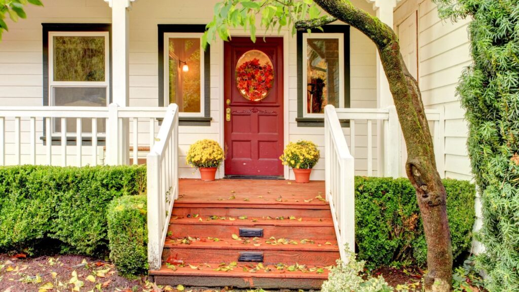 house with red door exterior