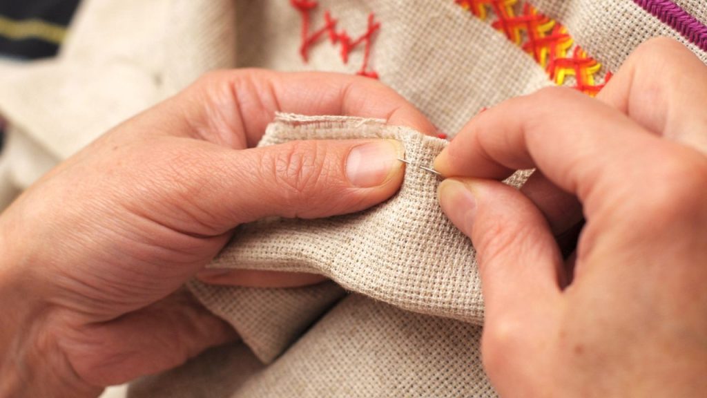 sewing with needle and thread