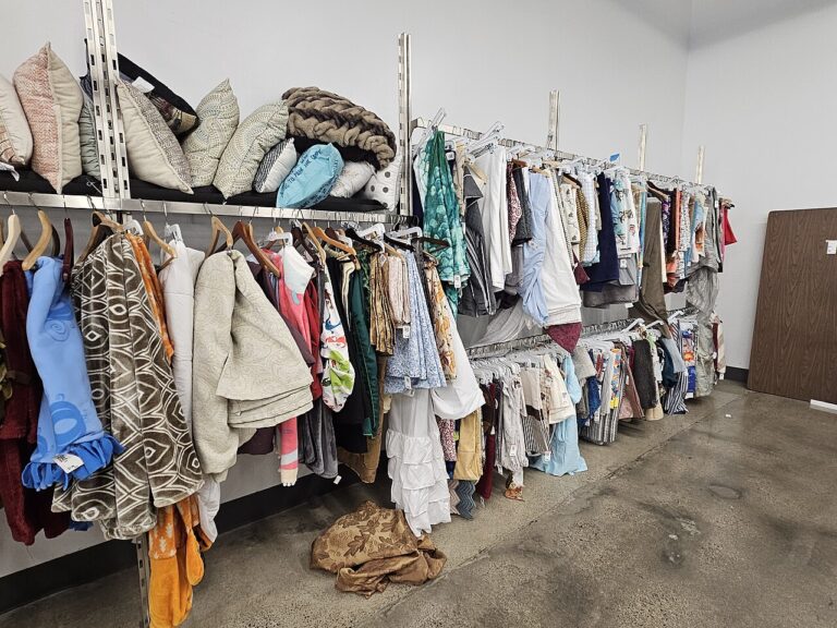 clothing in thrift store