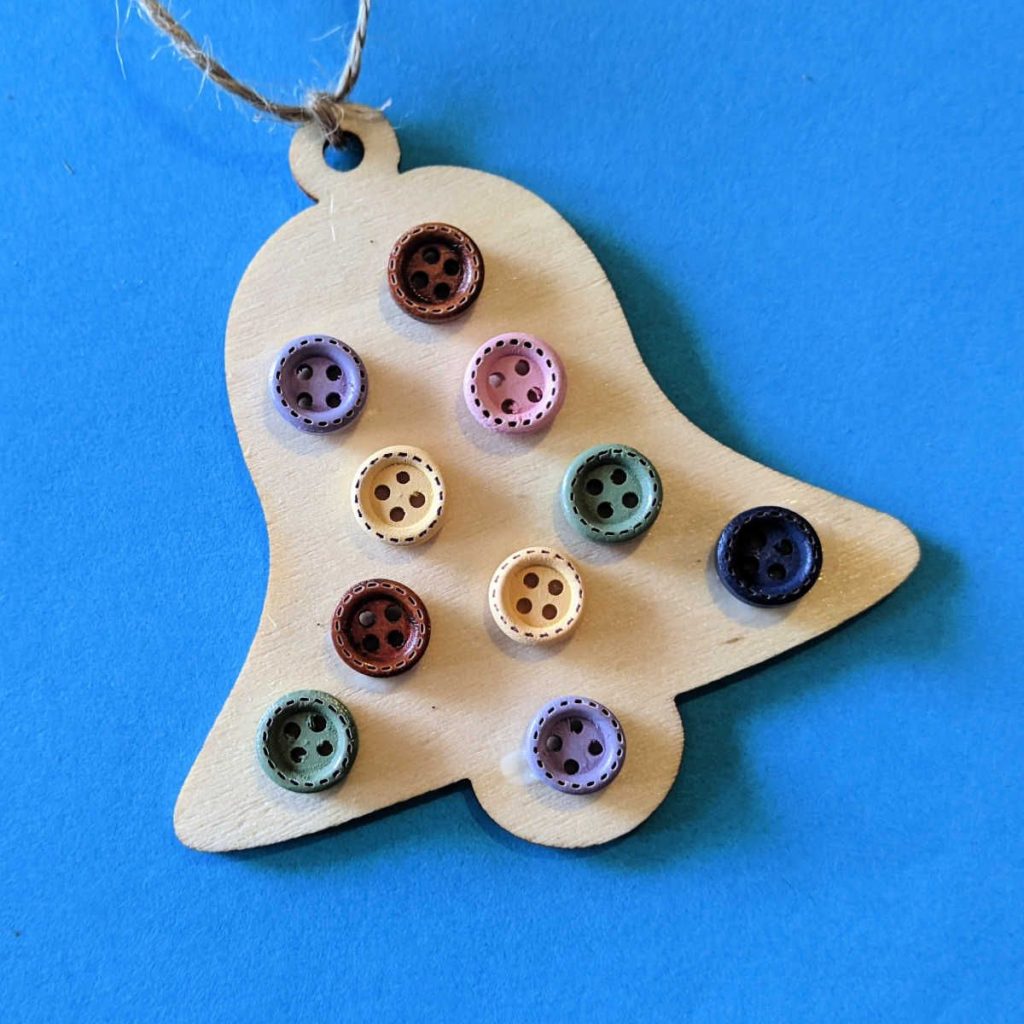 Wood Christmas Bell Craft with Buttons
