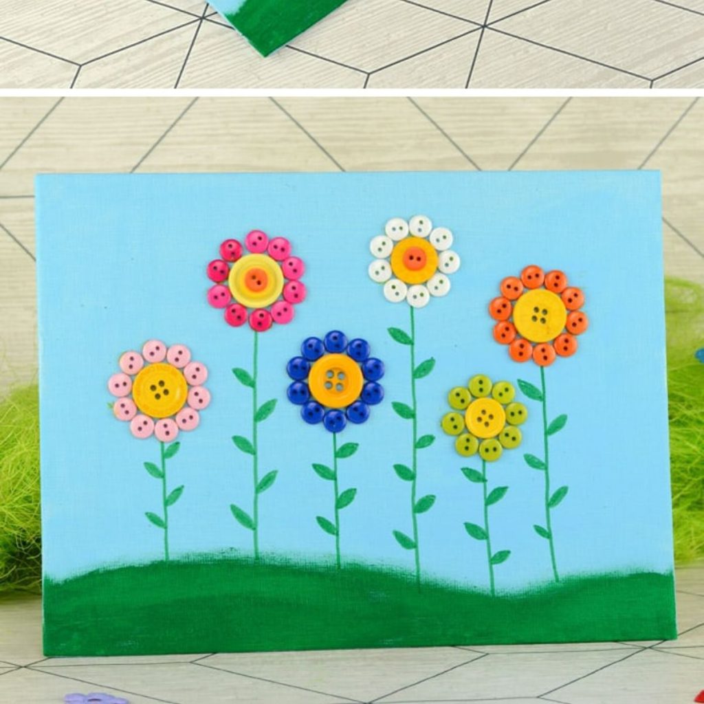 Button Flowers Canvas
