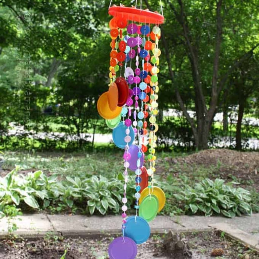 Rainbow Button Wind Chime