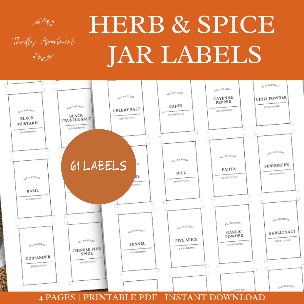 61 Herb & Spice Seasoning Jar Labels