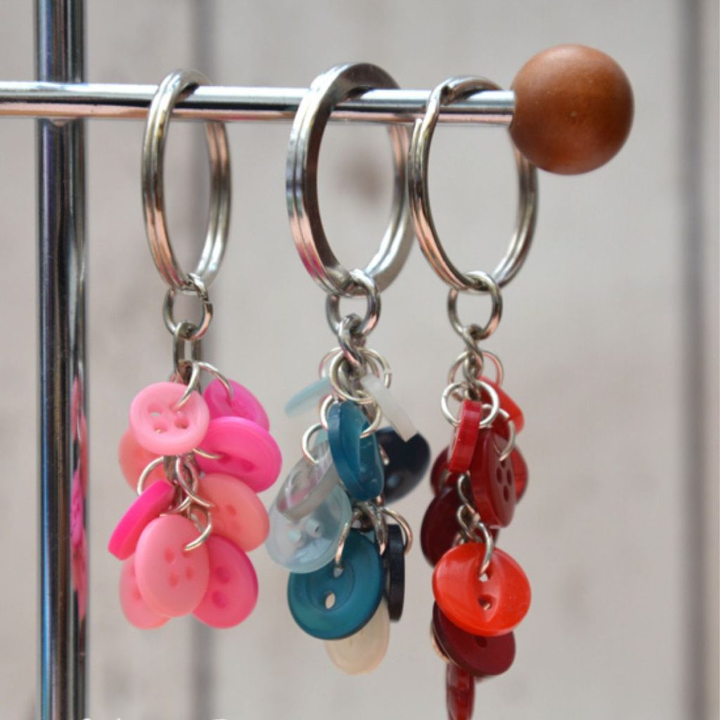 Button Cluster Key Ring