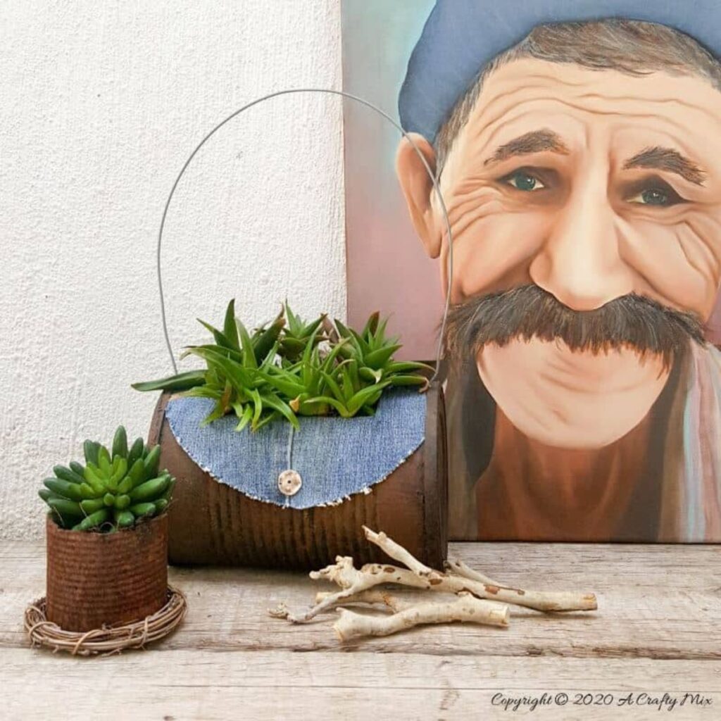 Tin Can Barrel Bag Planter