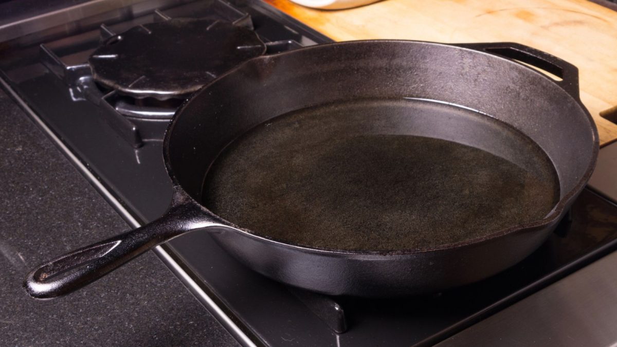Cast iron skillet or fry pan on stove