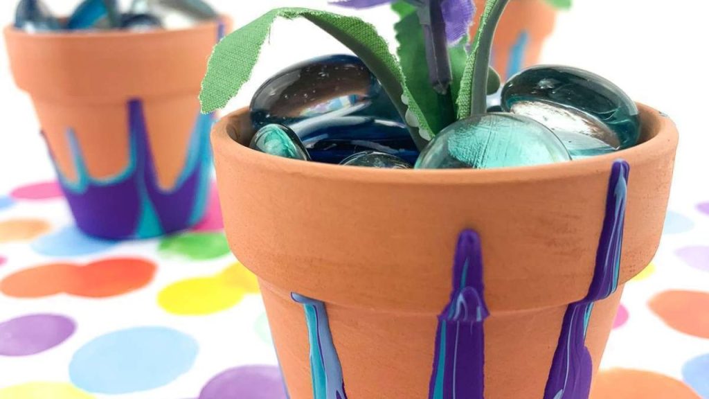 Cute Paint Pour Flower Pots