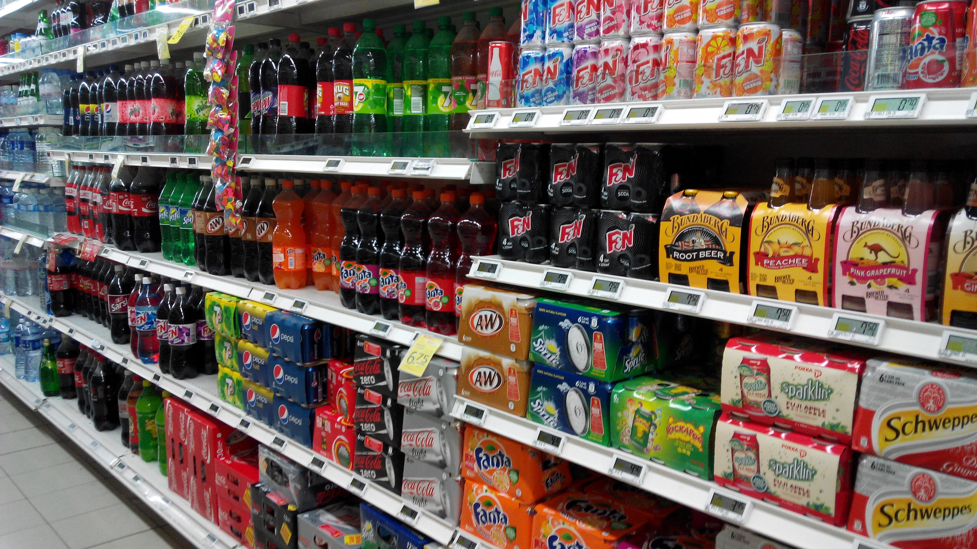 Various of soft drinks in market