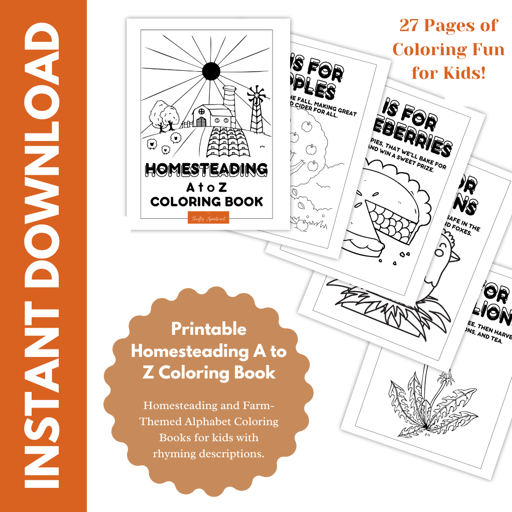 Homesteading A to Z Coloring Book