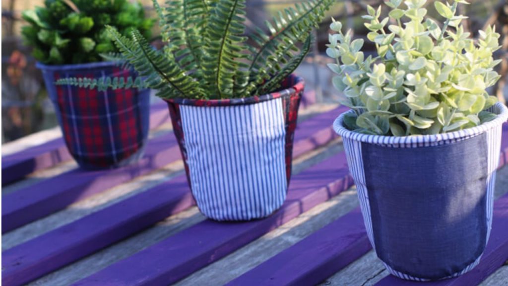 Upcycled Men&rsquo;s Shirts Decoupage Planters