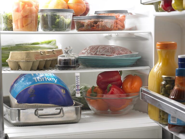 Never thaw foods in a garage, basement, car, dishwasher or plastic garbage bag; out on the kitchen counter, outdoors or on the porch. These methods can leave your foods unsafe to eat. There are three safe ways to thaw food: in the refrigerator, in cold water, or in the microwave. It's best to plan ahead for slow, safe thawing in the refrigerator. Small items may defrost overnight; most foods require a day or two and large items like turkeys may take longer, approximately one day for each 5 pounds of weight. Photo courtesy of USDA.