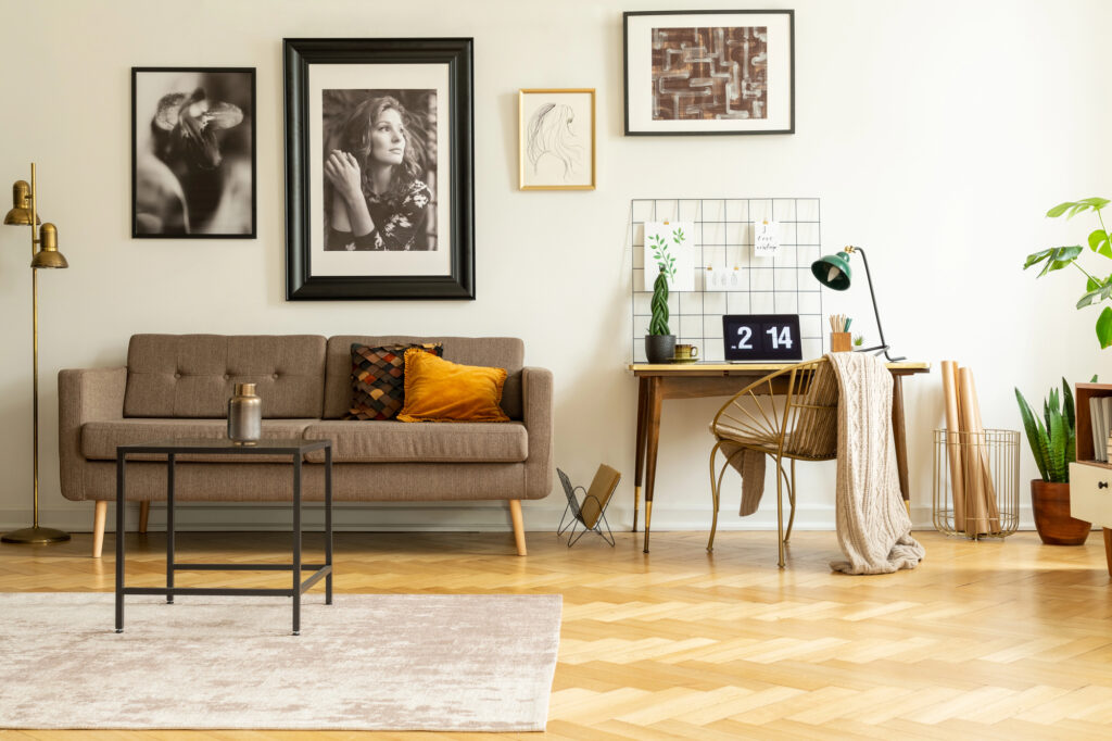 living room with artwork