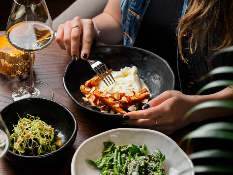 woman eating food