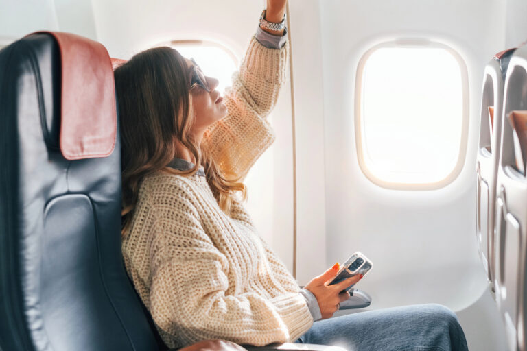 woman on flight