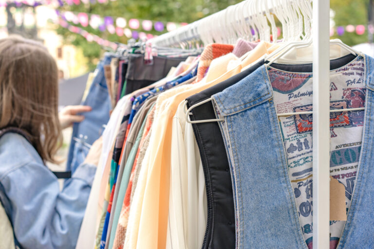 woman shopping at yard sale