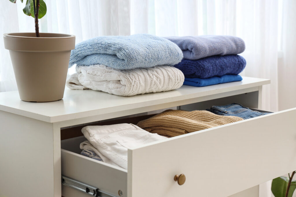 drawer with folded clothes