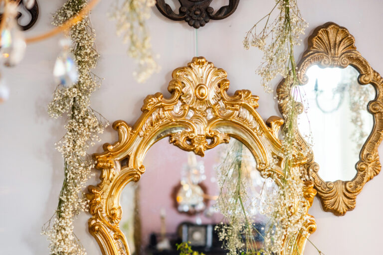 vintage mirrors on wall