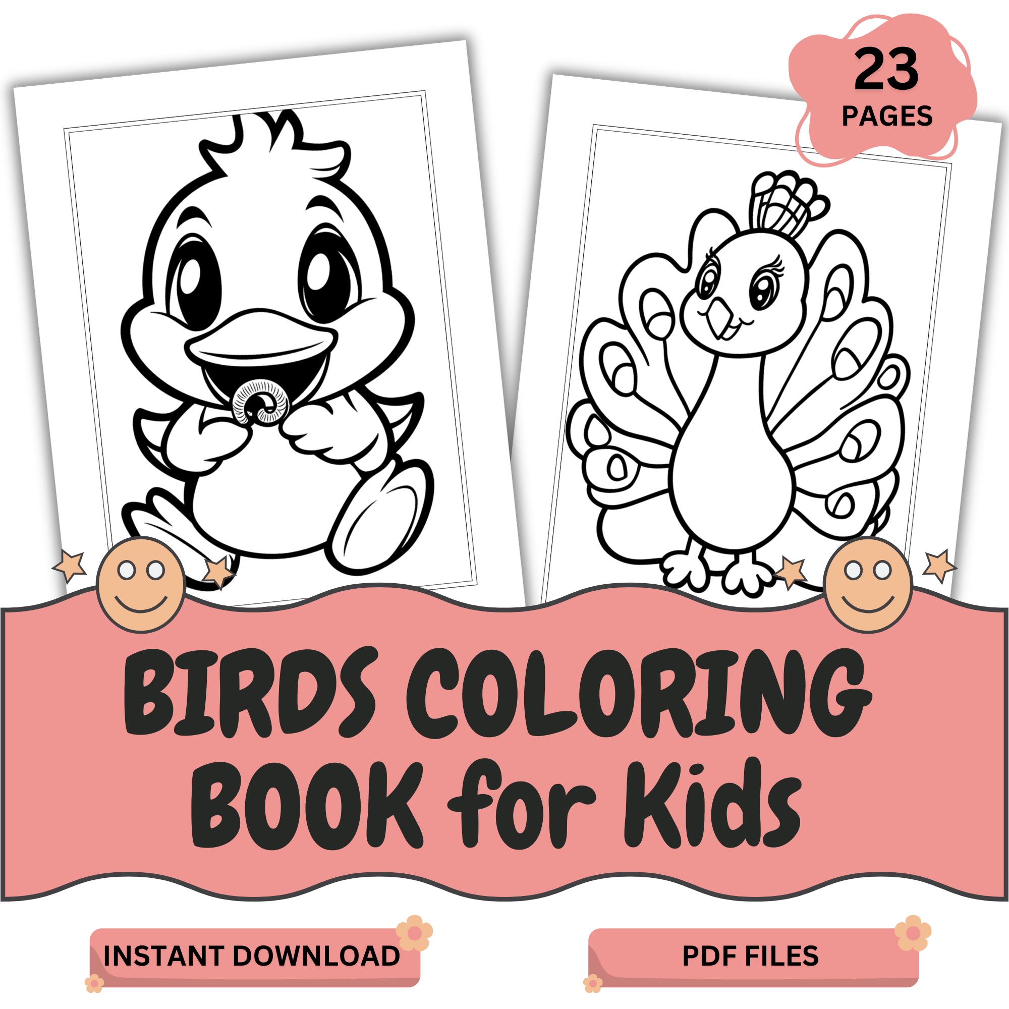 cute birds coloring book for kids printable 23 pages easy bird coloring sheets toddler preschool pdf download