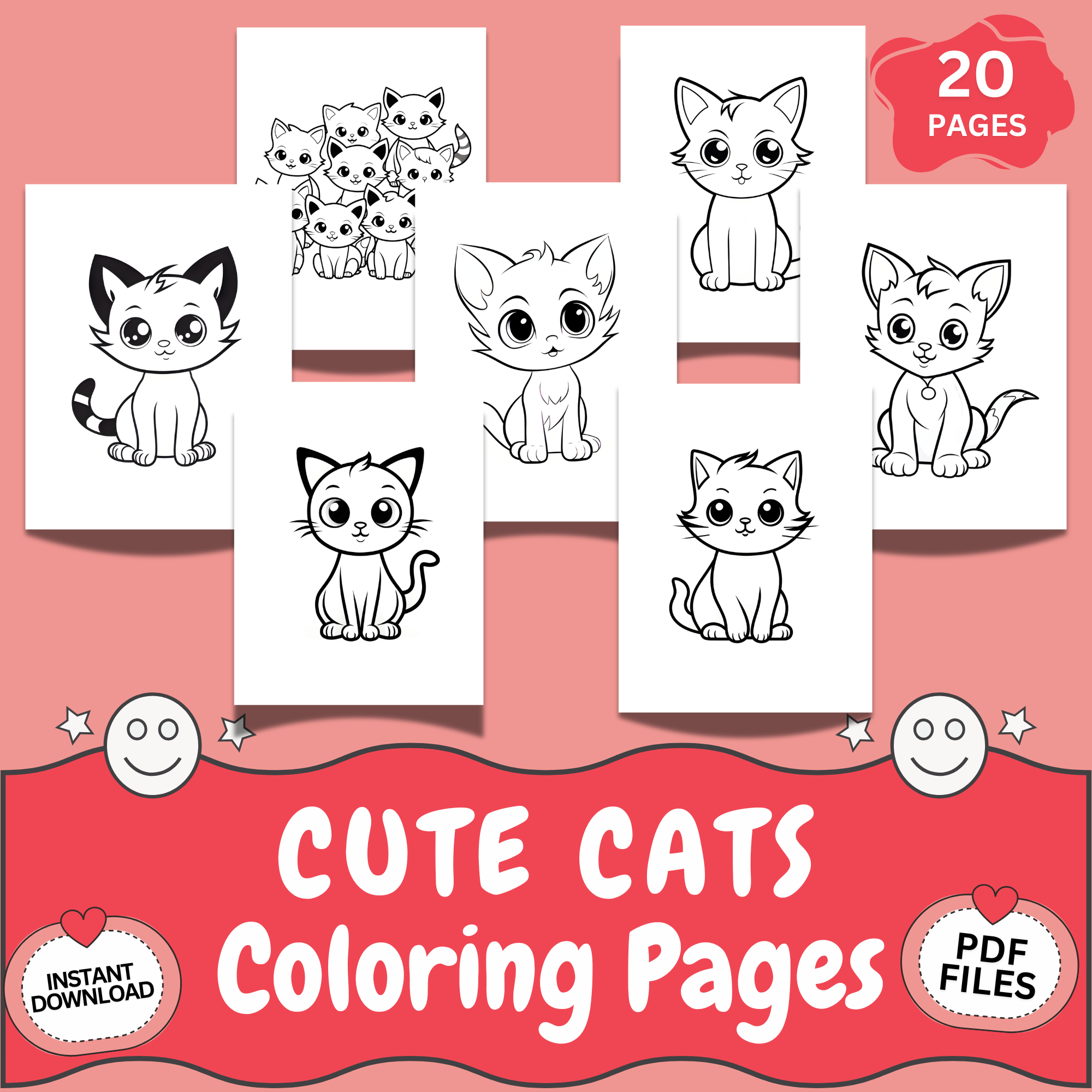 how to use printable cat coloring book showing steps purchase download print and use with easy print features